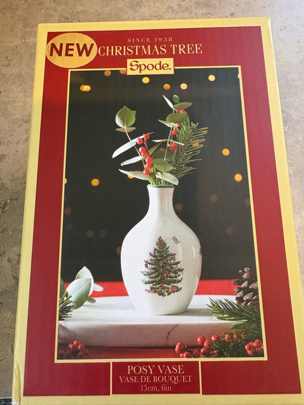 Spode White Christmas Tree Posy Vase with Festive Tree Motif